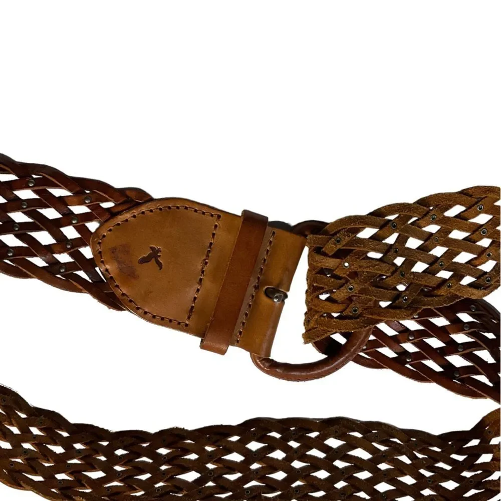 American Eagle Outfitters Brown Woven Genuine Leather Belt Size L/XL